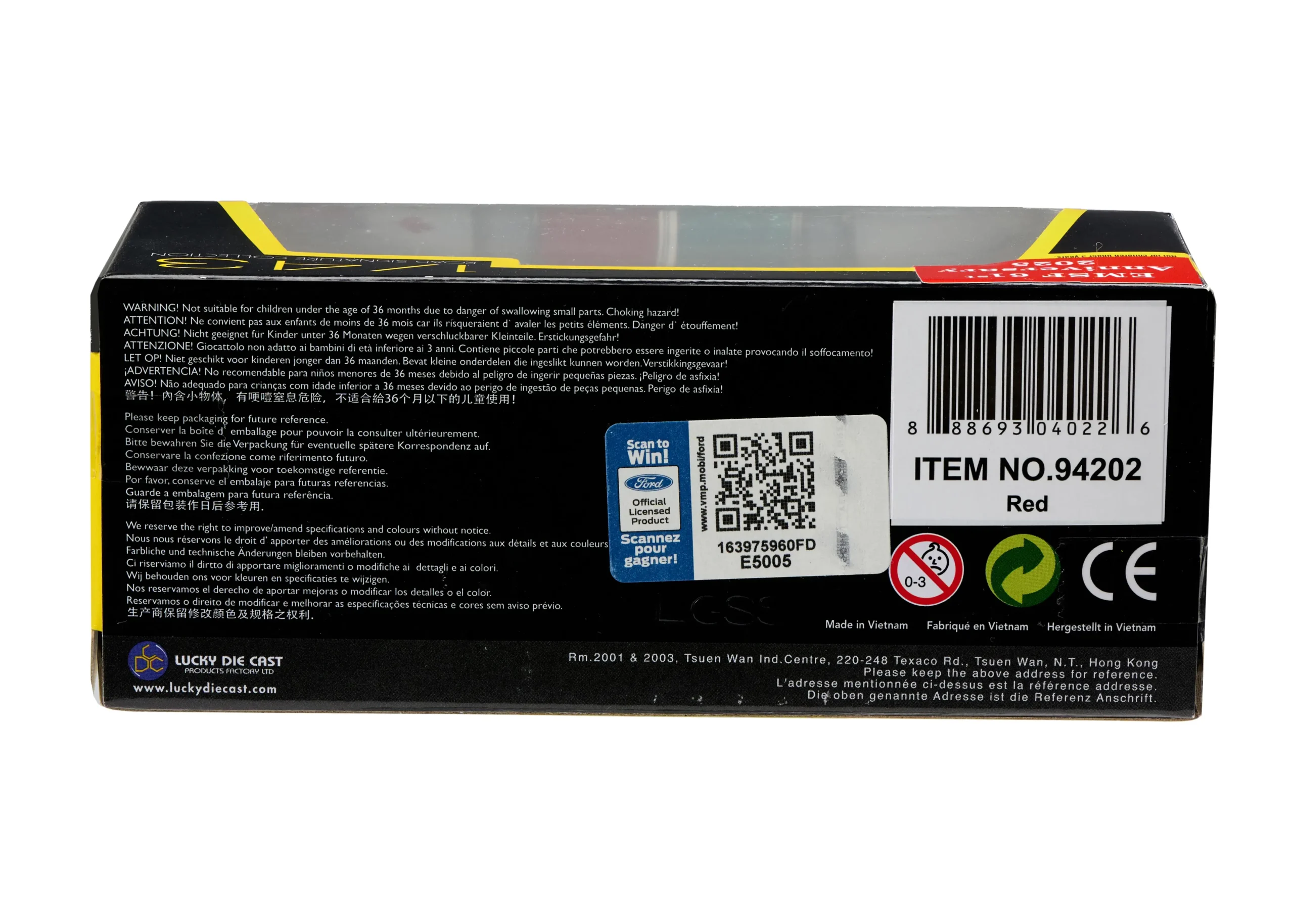 2025 Collectible Model Car - 1955 Ford Crown Victoria 12 2025 Collectible Model Car - 1955 Ford Crown Victoria - Back Box Image - Elmira Maple Syrup Festival