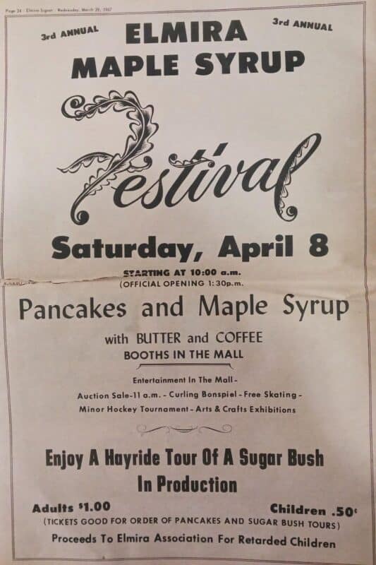 Elmira Maple Syrup Festival History Elmira Maple Syrup Festival