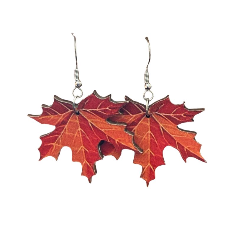 Wooden Maple Leaf Earrings - Elmira Maple Syrup Festival