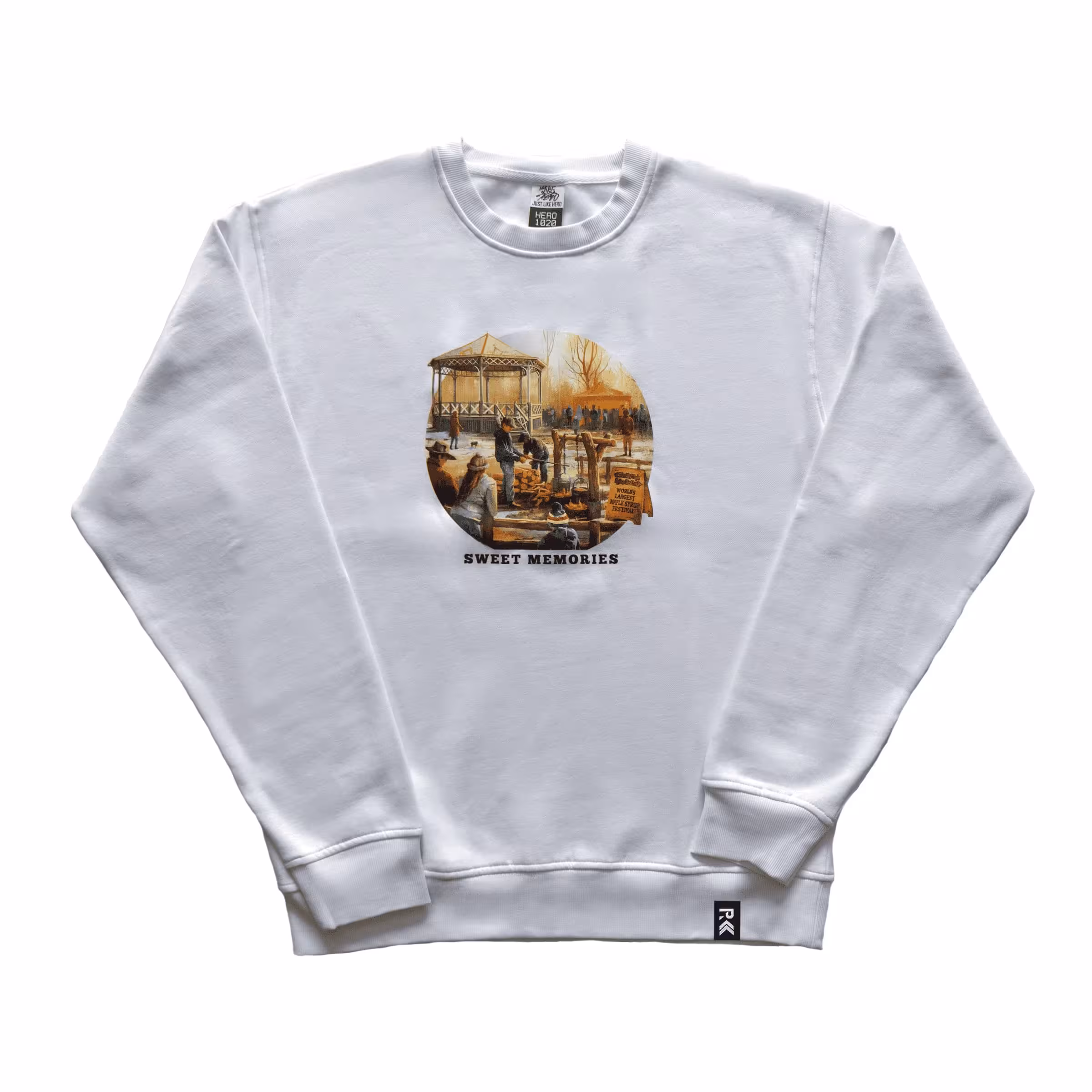 Sweet Memories Crew Neck 2 Elmira Maple Syrup Festival Sweet Memories White Crewneck Front