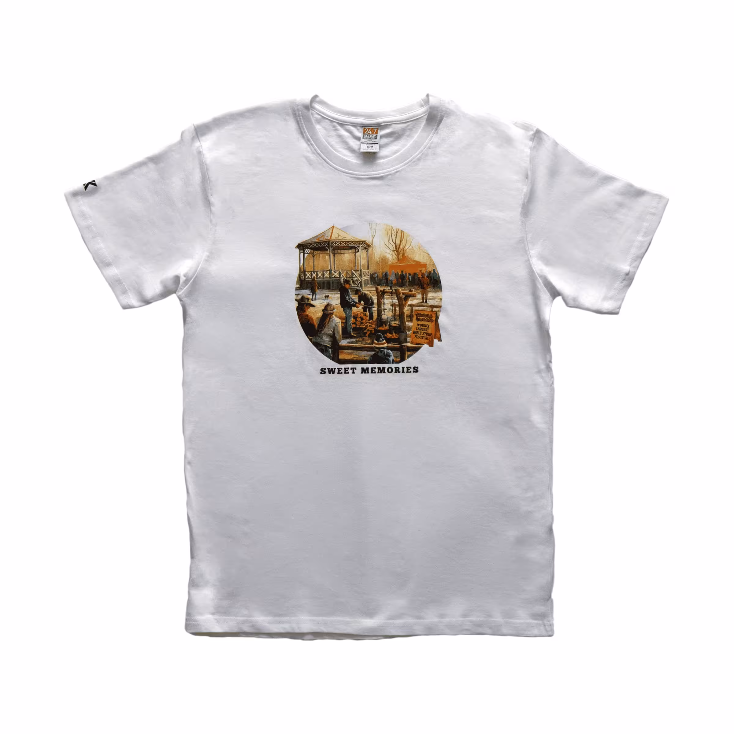 Sweet Memories T-Shirt 2 Elmira Maple Syrup Festival Sweet Memories White Shirt Front